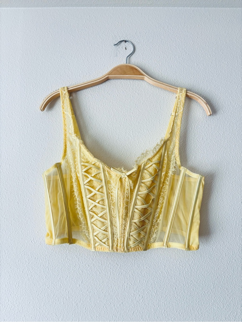 Victoria's Secret Yellow Lace-Up Corset Crop Top